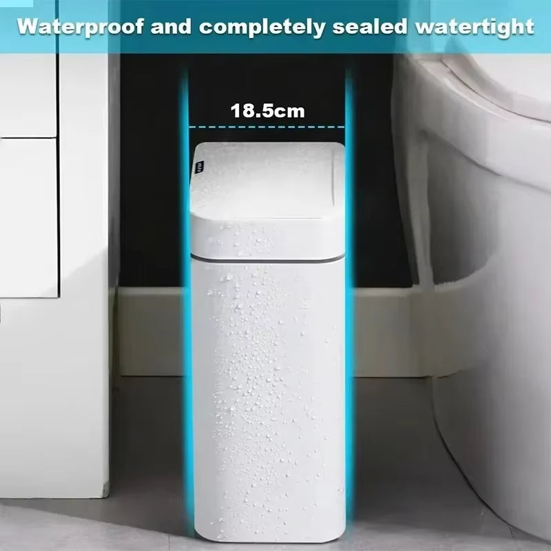 Non-Contact Narrow Smart Sensor Trash Can Smart Home 15L Automatic Bagging Electronic Trash Can Smart Bathroom Trash Can Green