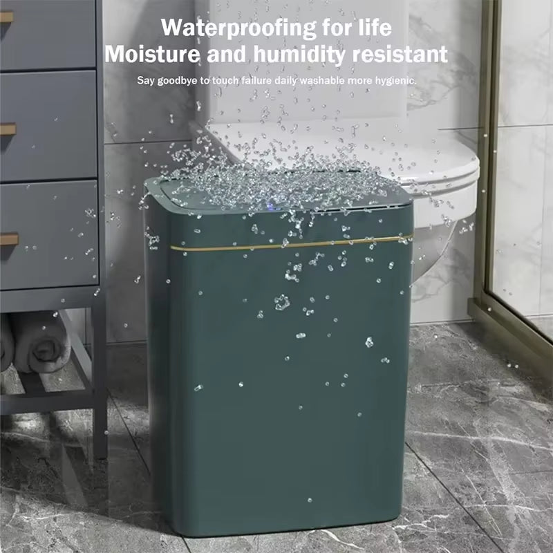 Non-Contact Narrow Smart Sensor Trash Can Smart Home 15L Automatic Bagging Electronic Trash Can Smart Bathroom Trash Can Green