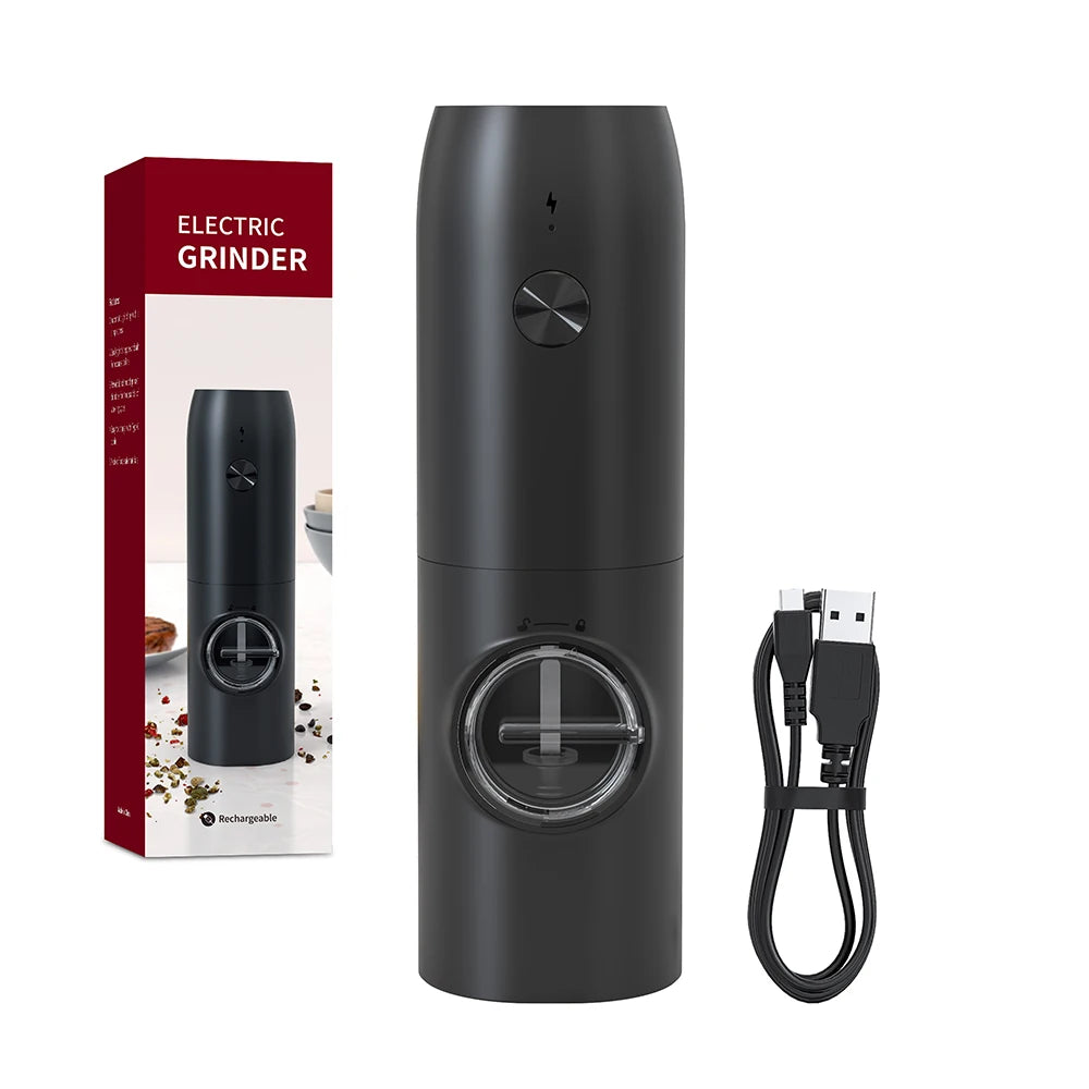 Rechargeable Electric Pepper Grinder Salt and Pepper Mills with LED Light Adjustable Coarseness Mills USB Charging Spice Grinde