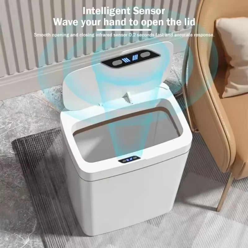 Non-Contact Narrow Smart Sensor Trash Can Smart Home 15L Automatic Bagging Electronic Trash Can Smart Bathroom Trash Can Green